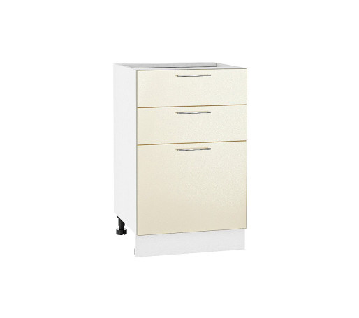 Шкаф нижний с 3-мя ящиками Валерия-М, цвет: Бежевый металлик