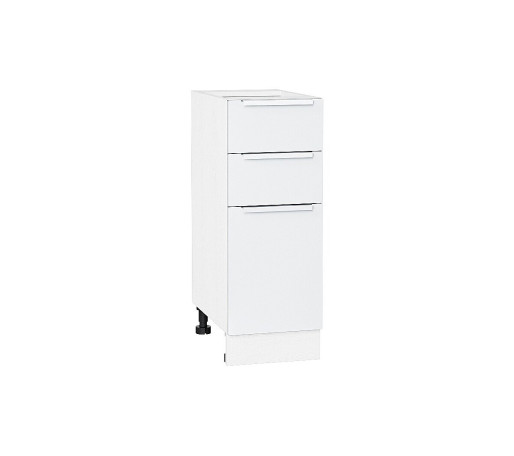 Шкаф нижний с 3-мя ящиками Фьюжн, цвет: Silky White