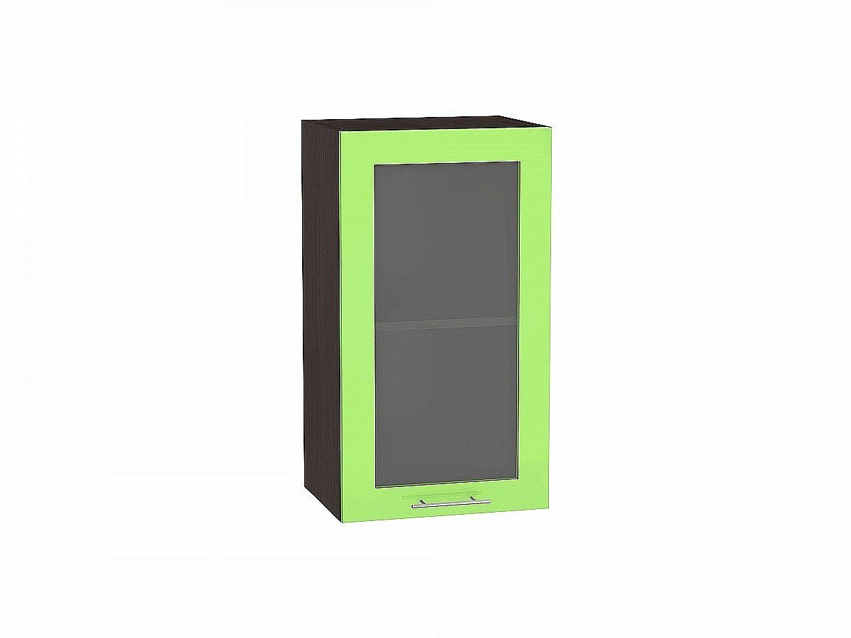 Шкаф верхний с 1-ой остекленной дверцей Валерия-М, цвет: Салатовый глянец Шкаф верхний с 1-ой остекленной дверцей Валерия-М, цвет: Салатовый глянец