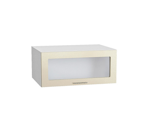 Шкаф верхний горизонтальный остекленный глубокий Валерия-М, цвет: Бежевый металлик