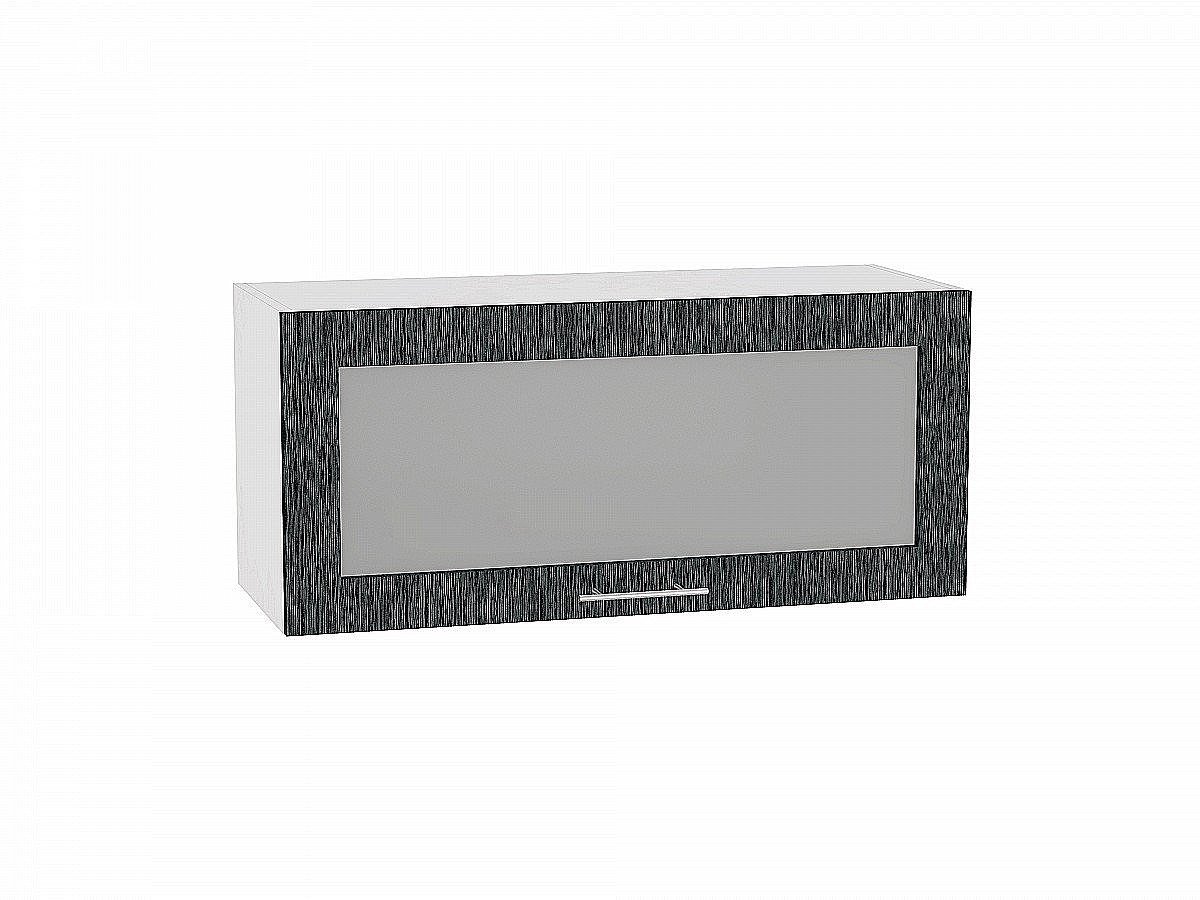 Шкаф верхний горизонтальный остекленный Валерия-М, цвет: Черный металлик дождь Шкаф верхний горизонтальный остекленный Валерия-М, цвет: Черный металлик дождь