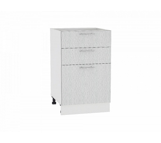 Шкаф нижний с 3-мя ящиками Валерия-М, цвет: Серый металлик дождь светлый