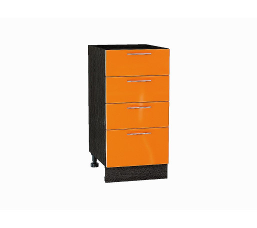 Шкаф нижний с 4-мя ящиками Валерия-М, цвет: Оранжевый глянец