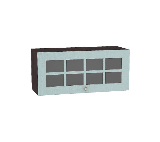 Шкаф верхний горизонтальный остекленный глубокий Прованс, цвет: Голубой