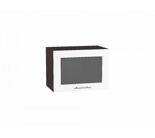 Шкаф верхний горизонтальный остекленный Валерия-М, цвет: Белый глянец