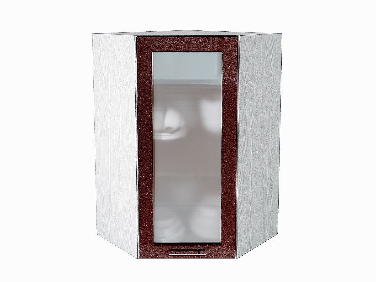 Шкаф верхний угловой остекленный Валерия-М, цвет: Гранатовый металлик Шкаф верхний угловой остекленный Валерия-М, цвет: Гранатовый металлик