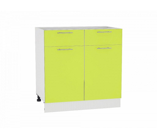 Шкаф нижний с 2-мя дверцами и 2-мя ящиками Валерия-М, цвет: Лайм глянец
