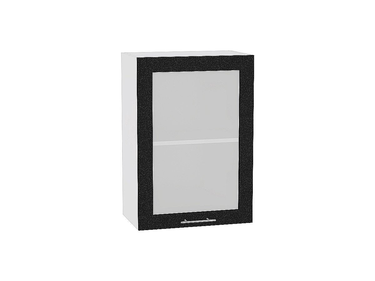 Шкаф верхний с 1-ой остекленной дверцей Валерия-М, цвет: Черный металлик Шкаф верхний с 1-ой остекленной дверцей Валерия-М, цвет: Черный металлик