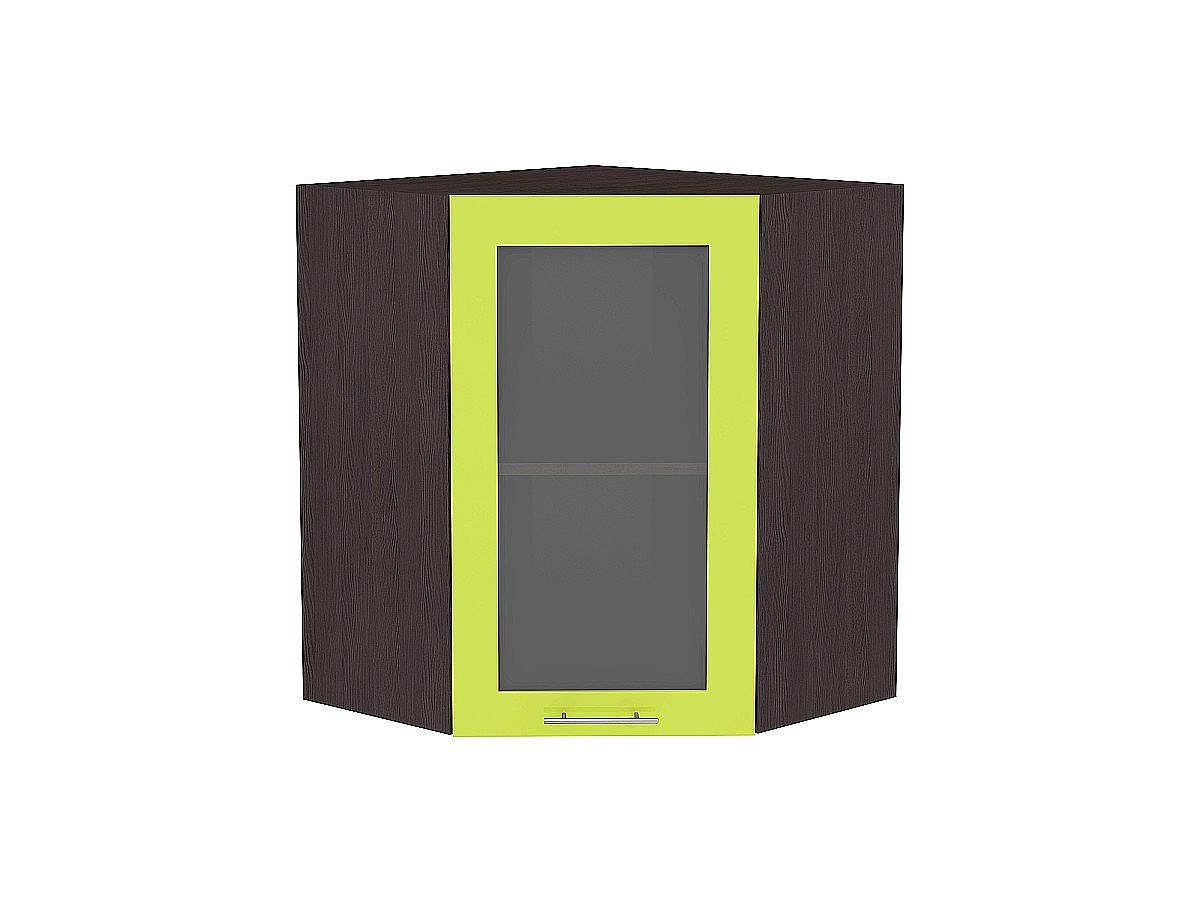 Шкаф верхний угловой остекленный Валерия-М, цвет: Лайм глянец Шкаф верхний угловой остекленный Валерия-М, цвет: Лайм глянец