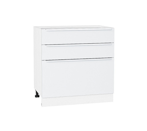 Шкаф нижний с 3-мя ящиками Фьюжн, цвет: Silky White