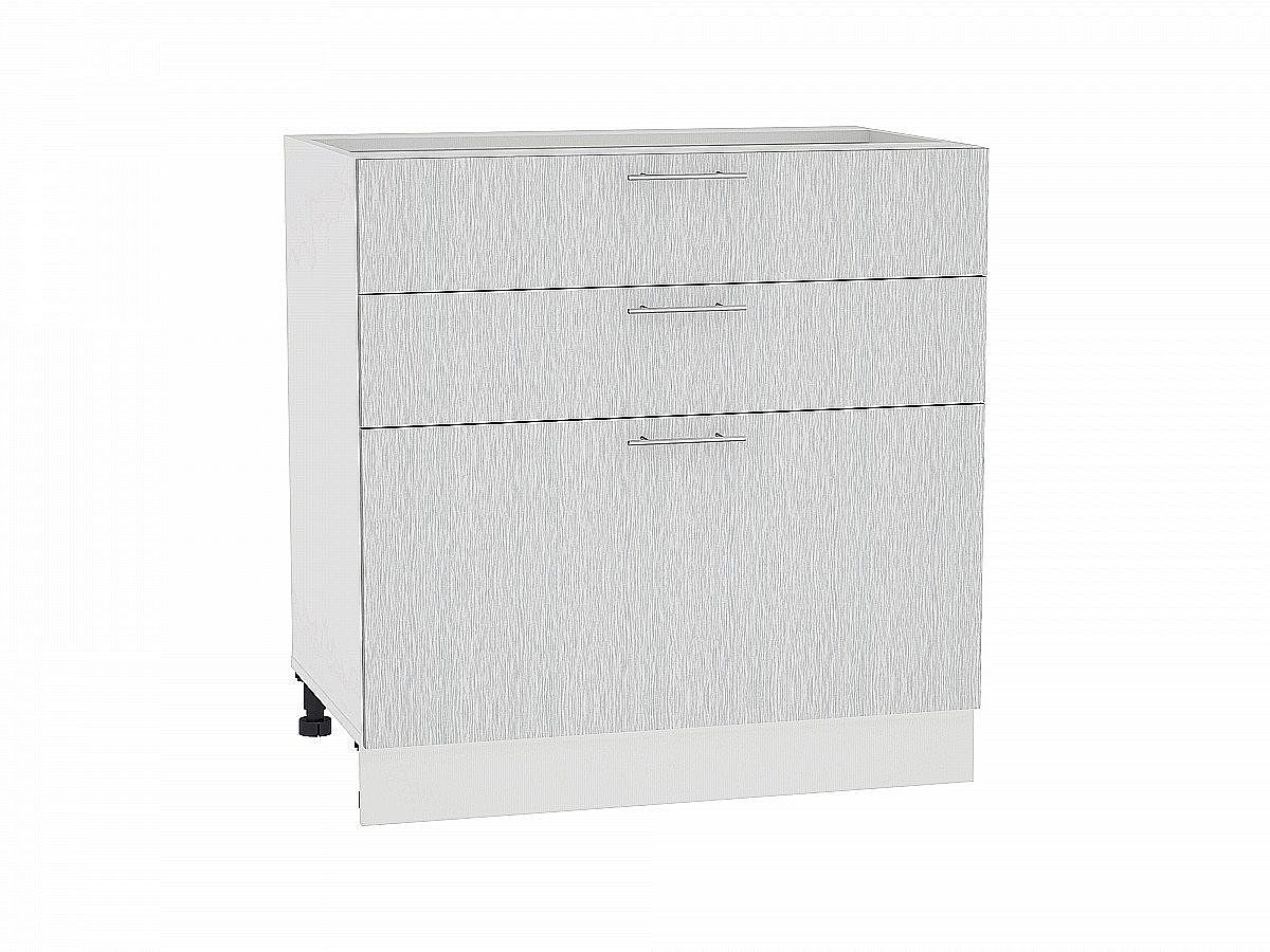 Шкаф нижний с 3-мя ящиками Валерия-М, цвет: Серый металлик дождь светлый Шкаф нижний с 3-мя ящиками Валерия-М, цвет: Серый металлик дождь светлый