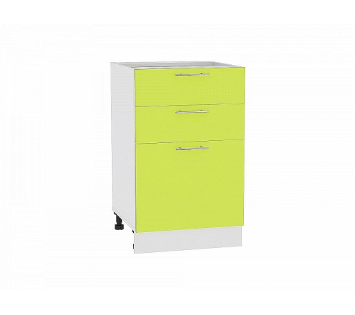 Шкаф нижний с 3-мя ящиками Валерия-М, цвет: Лайм глянец
