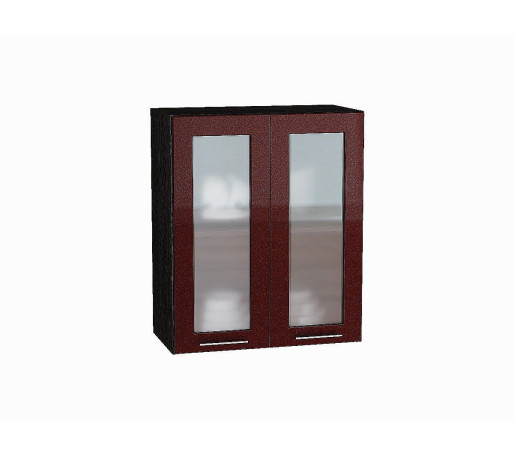 Шкаф верхний с 2-мя остекленными дверцами Валерия-М, цвет: Гранатовый металлик