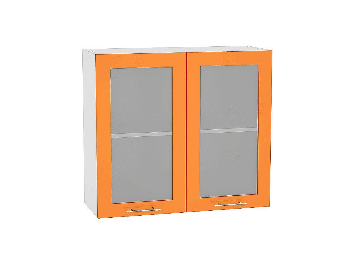 Шкаф верхний с 2-мя остекленными дверцами Валерия-М, цвет: Оранжевый глянец Шкаф верхний с 2-мя остекленными дверцами Валерия-М, цвет: Оранжевый глянец