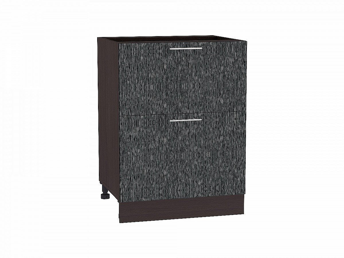 Шкаф нижний с 2-мя ящиками Валерия-М, цвет: Черный металлик дождь Шкаф нижний с 2-мя ящиками Валерия-М, цвет: Черный металлик дождь