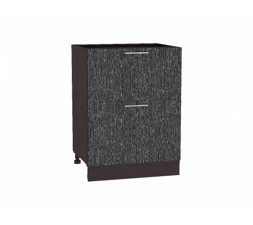 Шкаф нижний с 2-мя ящиками Валерия-М, цвет: Черный металлик дождь