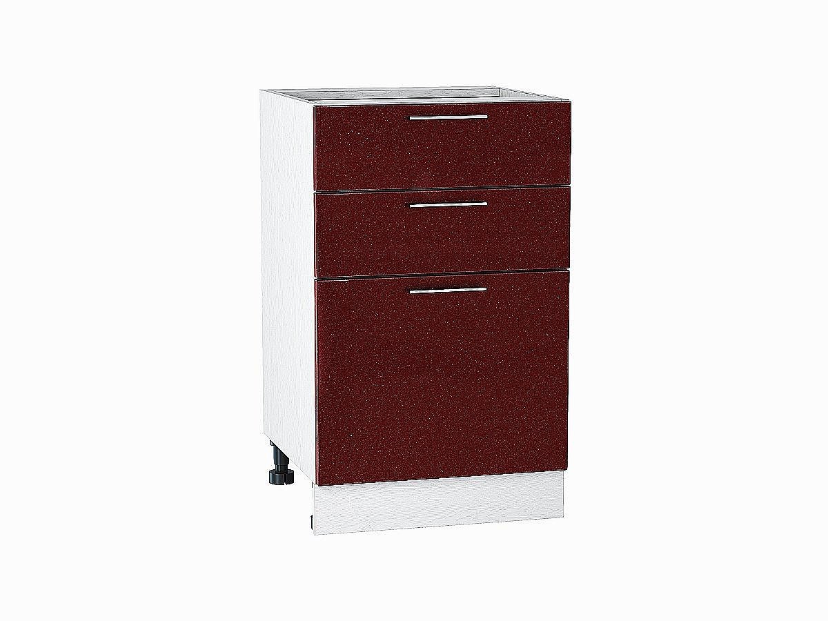 Шкаф нижний с 3-мя ящиками Валерия-М, цвет: Гранатовый металлик Шкаф нижний с 3-мя ящиками Валерия-М, цвет: Гранатовый металлик