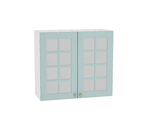 Шкаф верхний с 2-мя остекленными дверцами Прованс, цвет: Голубой