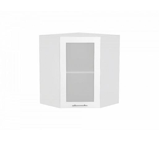 Шкаф верхний угловой остекленный Валерия-М, цвет: Белый глянец