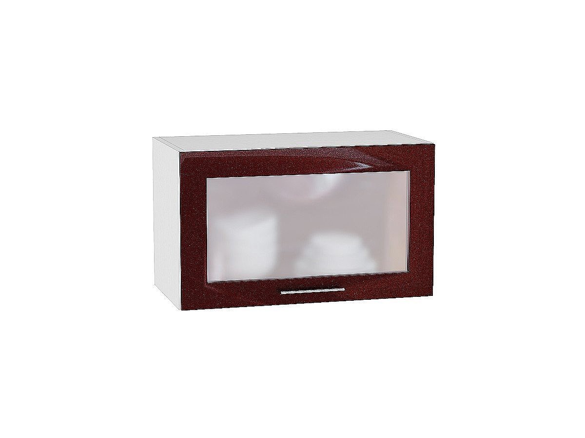 Шкаф верхний горизонтальный остекленный Валерия-М, цвет: Гранатовый металлик Шкаф верхний горизонтальный остекленный Валерия-М, цвет: Гранатовый металлик
