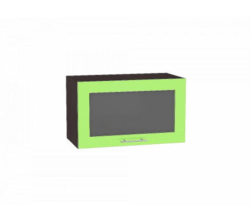 Шкаф верхний горизонтальный остекленный Валерия-М, цвет: Салатовый глянец