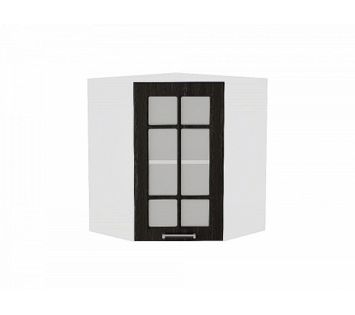 Шкаф верхний угловой остекленный Прага, цвет: Венге Премиум