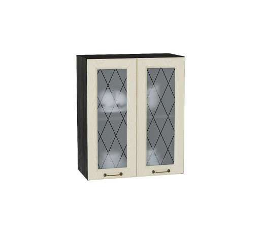 Шкаф верхний с 2-мя остекленными дверцами Ницца, цвет: Дуб крем