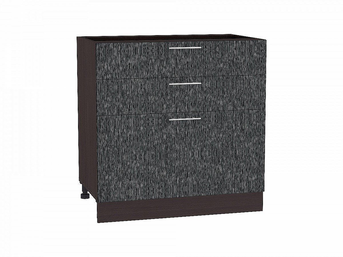 Шкаф нижний с 3-мя ящиками Валерия-М, цвет: Черный металлик дождь Шкаф нижний с 3-мя ящиками Валерия-М, цвет: Черный металлик дождь