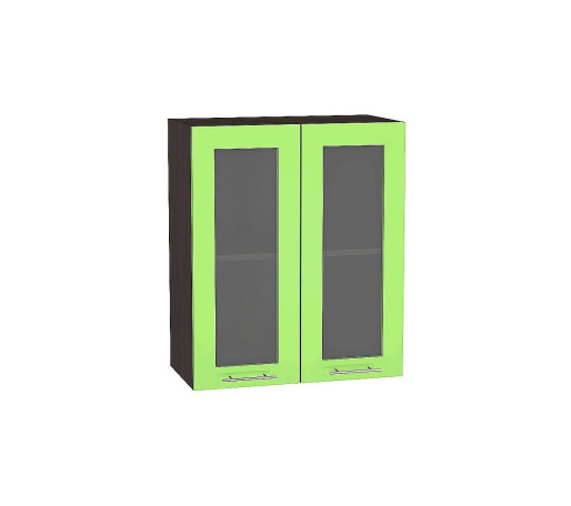 Шкаф верхний с 2-мя остекленными дверцами Валерия-М, цвет: Салатовый глянец