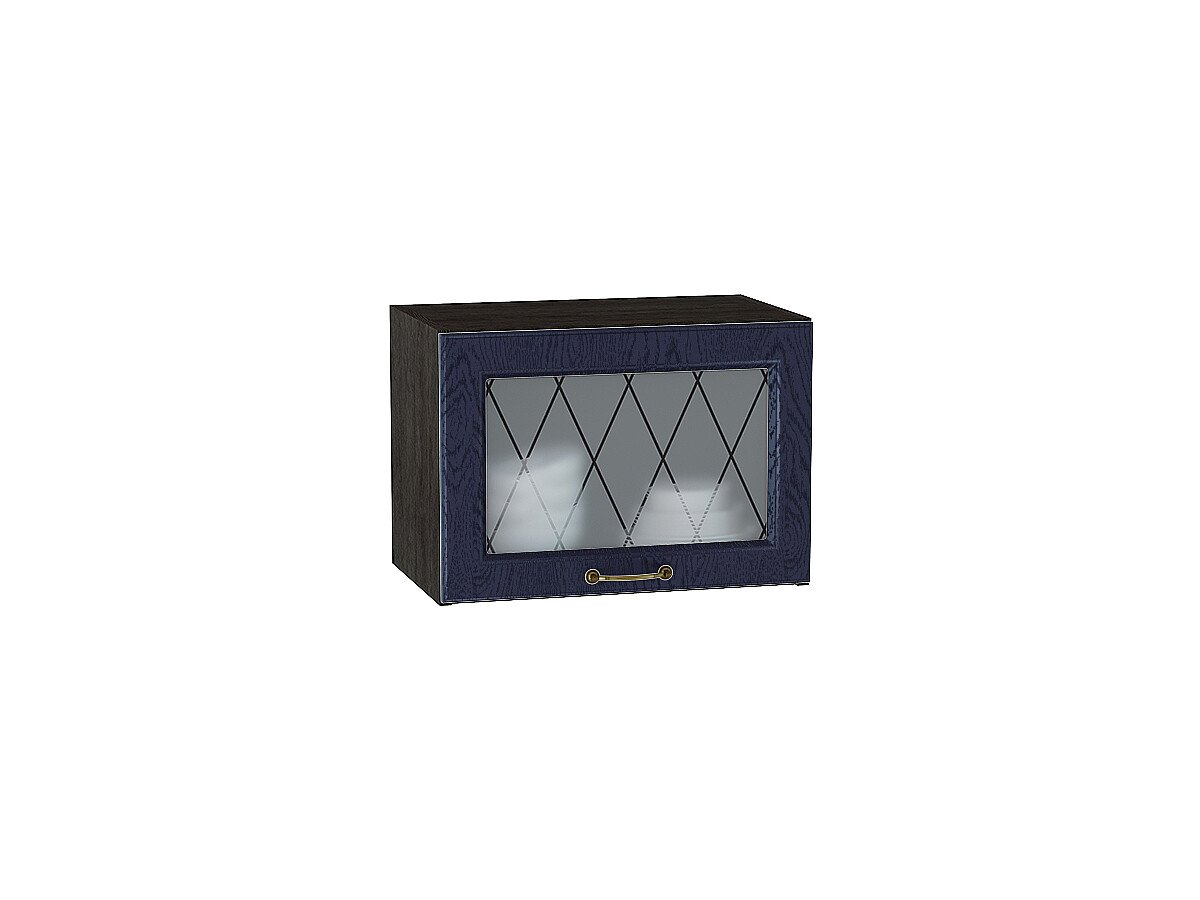 Шкаф верхний горизонтальный остекленный Ницца, цвет: Дуб синий Шкаф верхний горизонтальный остекленный Ницца, цвет: Дуб синий