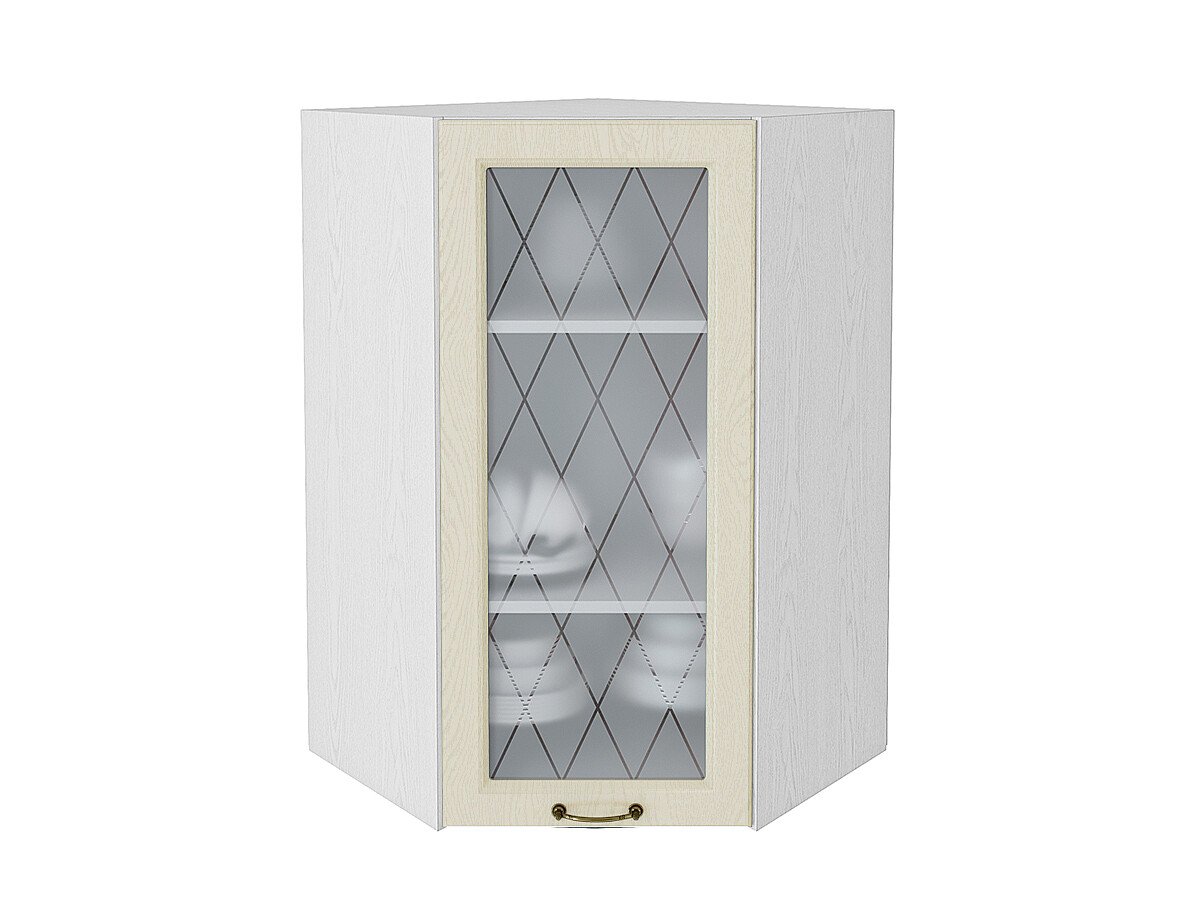 Шкаф верхний угловой остекленный Ницца, цвет: Дуб крем Шкаф верхний угловой остекленный Ницца, цвет: Дуб крем