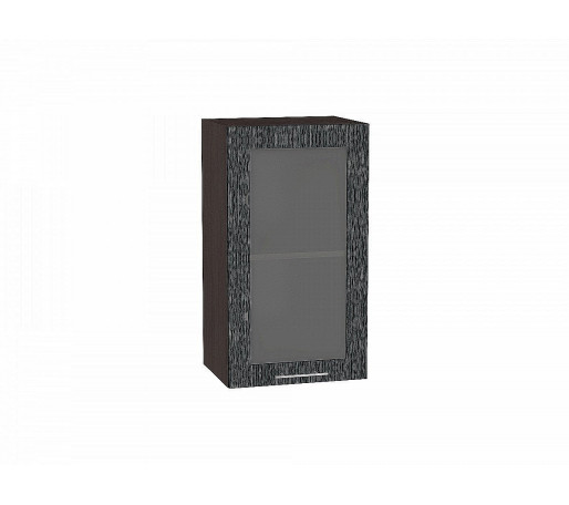 Шкаф верхний с 1-ой остекленной дверцей Валерия-М, цвет: Черный металлик дождь