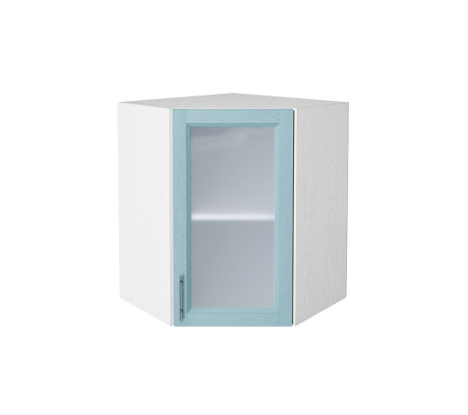 Шкаф верхний угловой остекленный Сканди, цвет: Sky Wood