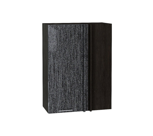 Шкаф верхний прямой угловой Валерия-М, цвет: Черный металлик дождь