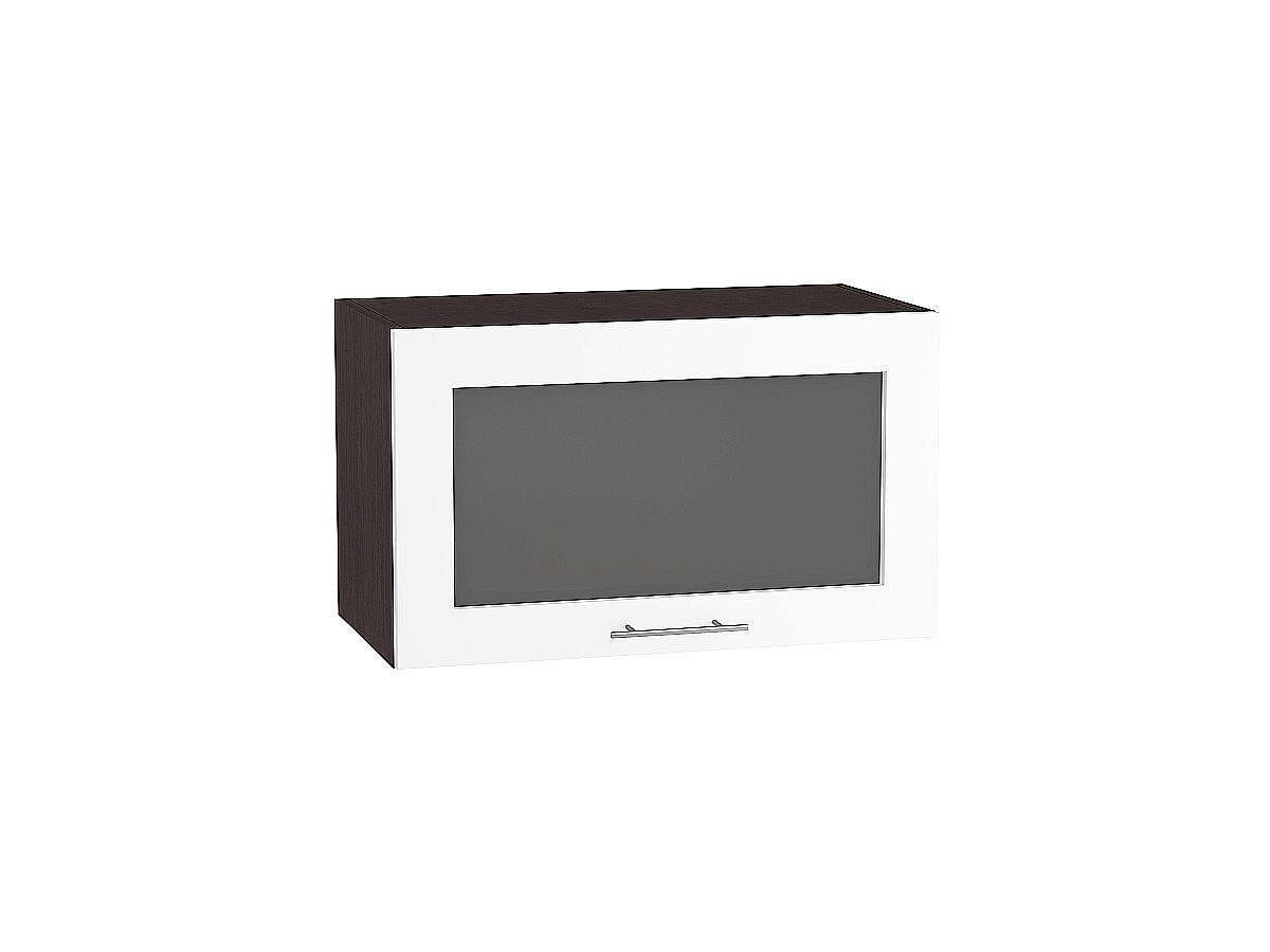 Шкаф верхний горизонтальный остекленный глубокий Валерия-М, цвет: Белый глянец Шкаф верхний горизонтальный остекленный глубокий Валерия-М, цвет: Белый глянец