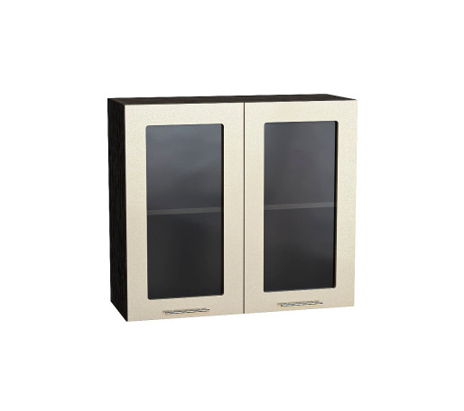 Шкаф верхний с 2-мя остекленными дверцами Валерия-М, цвет: Бежевый металлик