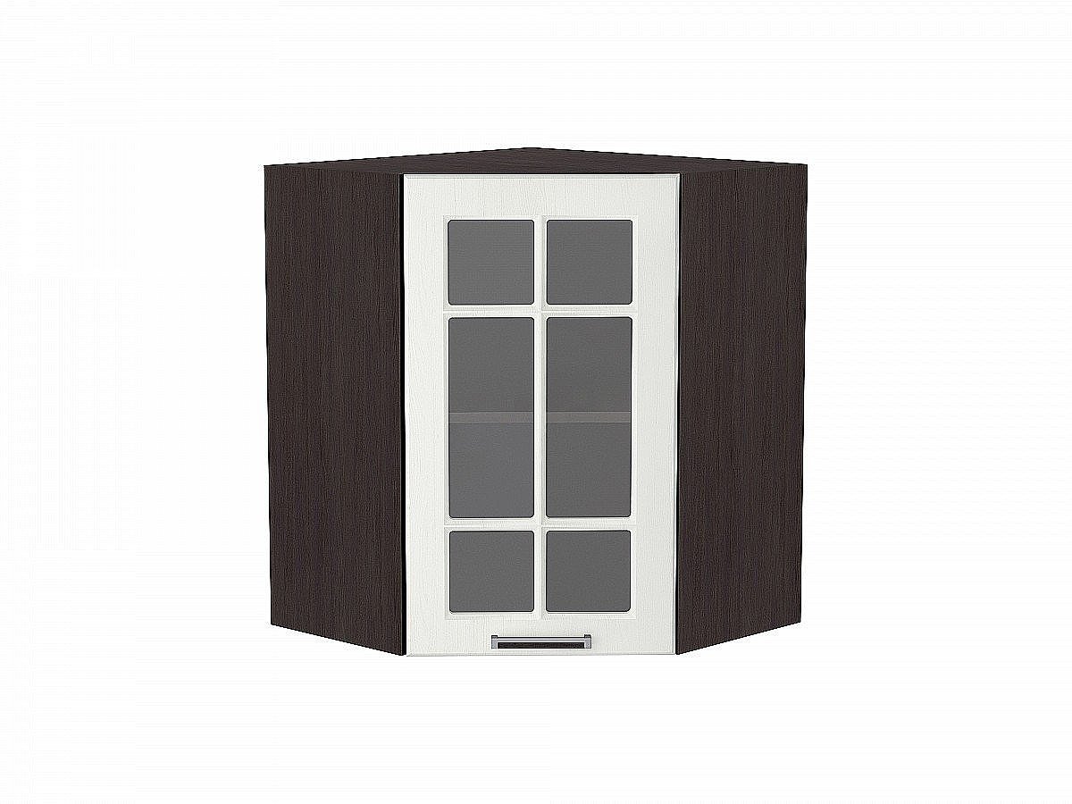 Шкаф верхний угловой остекленный Прага, цвет: Белое дерево Шкаф верхний угловой остекленный Прага, цвет: Белое дерево