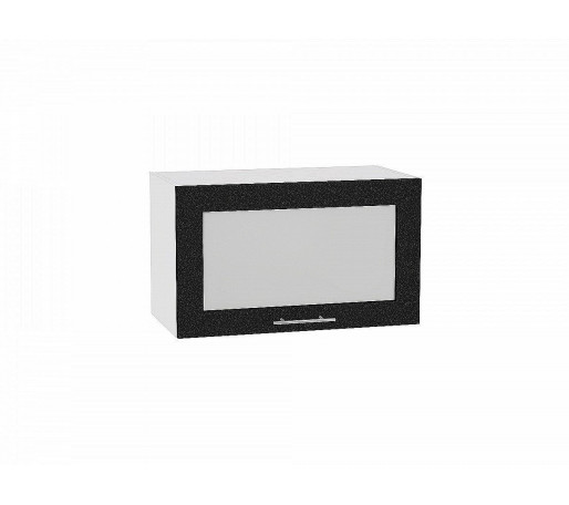 Шкаф верхний горизонтальный остекленный Валерия-М, цвет: Черный металлик