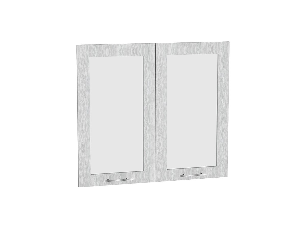 Комплект фасадов Валерия-М со стеклом для каркаса Ф-55 В800, цвет: Серый металлик дождь светлый Комплект фасадов Валерия-М со стеклом для каркаса Ф-55 В800, цвет: Серый металлик дождь светлый