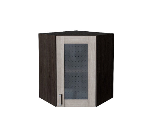 Шкаф верхний угловой остекленный Лофт, цвет: Cappuccino Veralinga