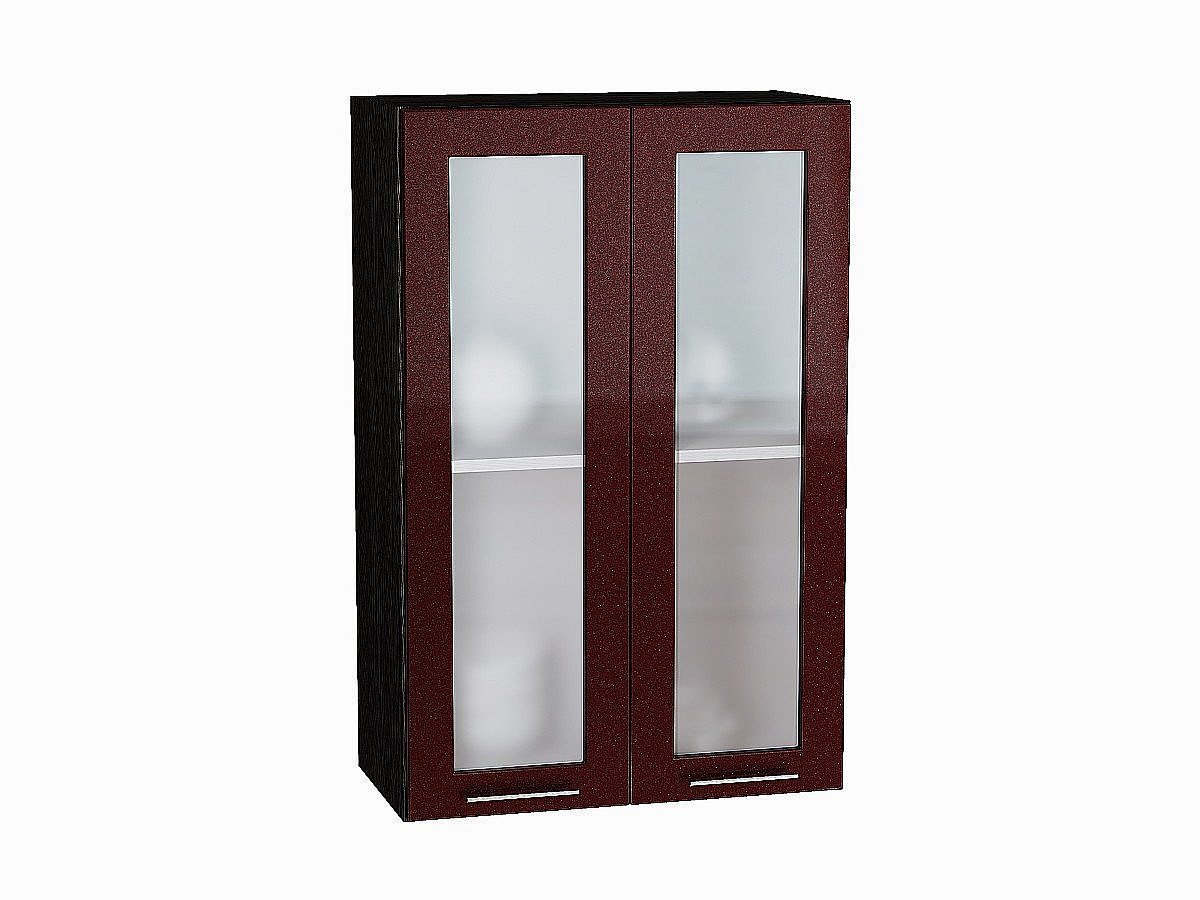 Шкаф верхний с 2-мя остекленными дверцами Валерия-М, цвет: Гранатовый металлик Шкаф верхний с 2-мя остекленными дверцами Валерия-М, цвет: Гранатовый металлик
