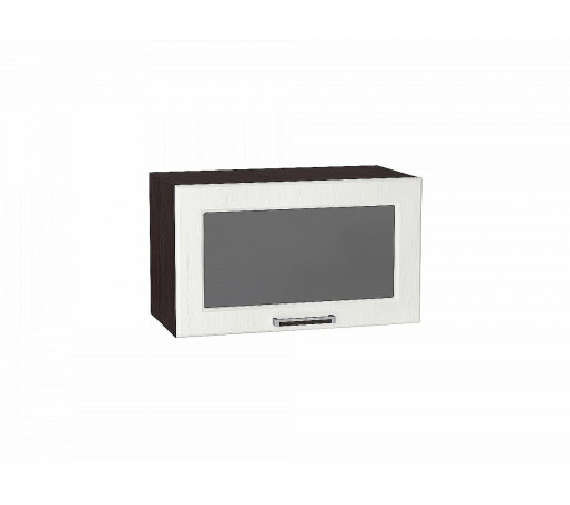 Шкаф верхний горизонтальный остекленный Прага, цвет: Белое дерево