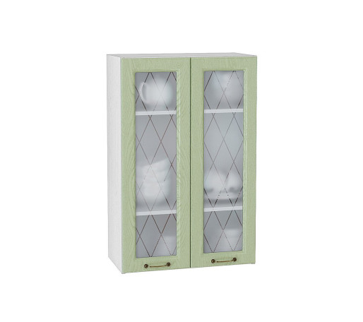 Шкаф верхний с 2-мя остекленными дверцами Ницца, цвет: Дуб оливковый