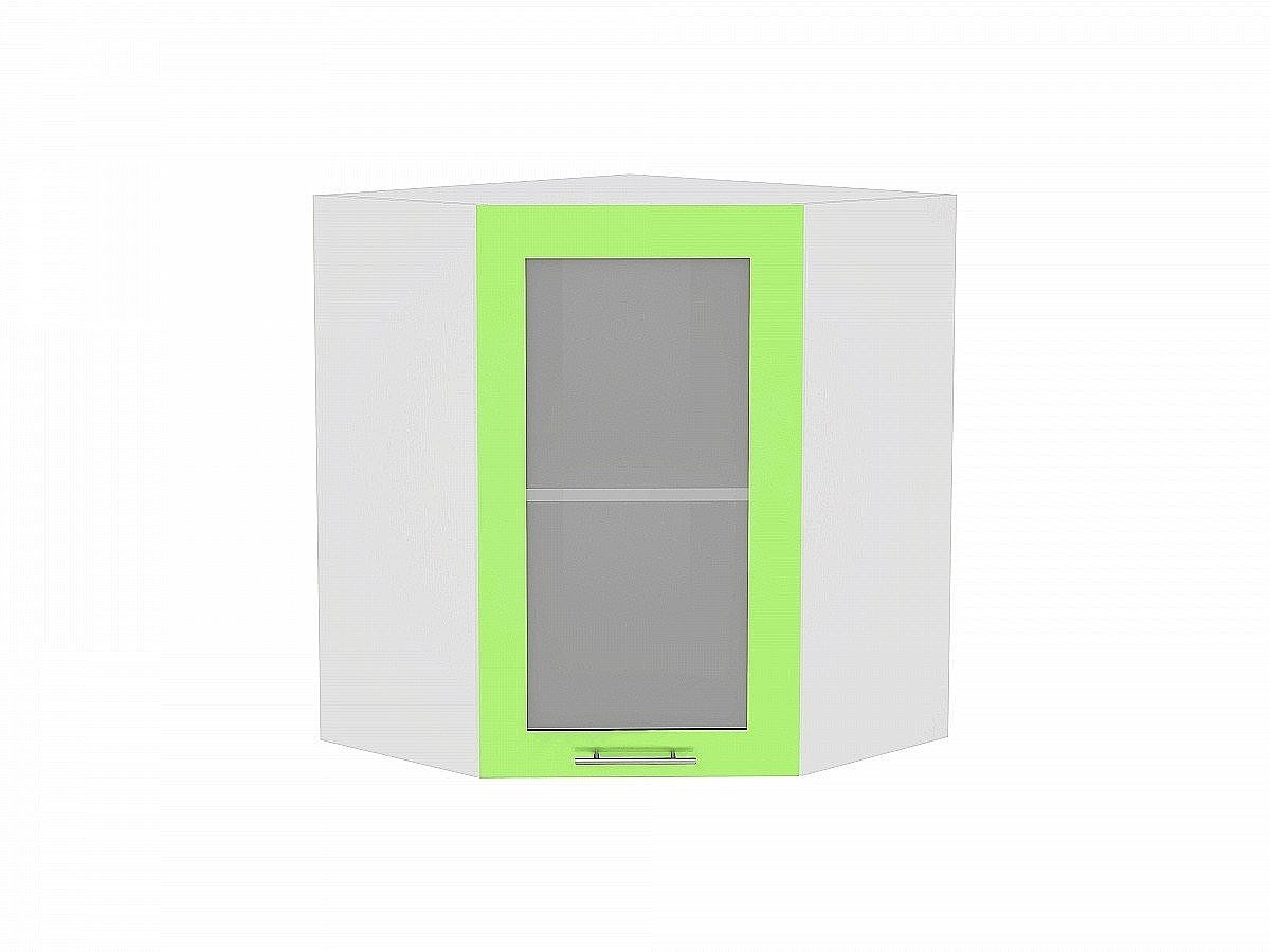 Шкаф верхний угловой остекленный Валерия-М, цвет: Салатовый глянец Шкаф верхний угловой остекленный Валерия-М, цвет: Салатовый глянец