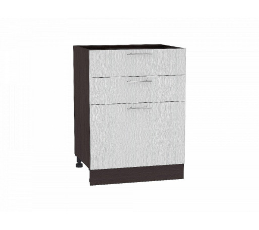 Шкаф нижний с 3-мя ящиками Валерия-М, цвет: Серый металлик дождь светлый