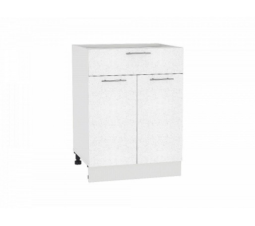 Шкаф нижний с 2-мя дверцами и ящиком Валерия-М, цвет: Белый металлик