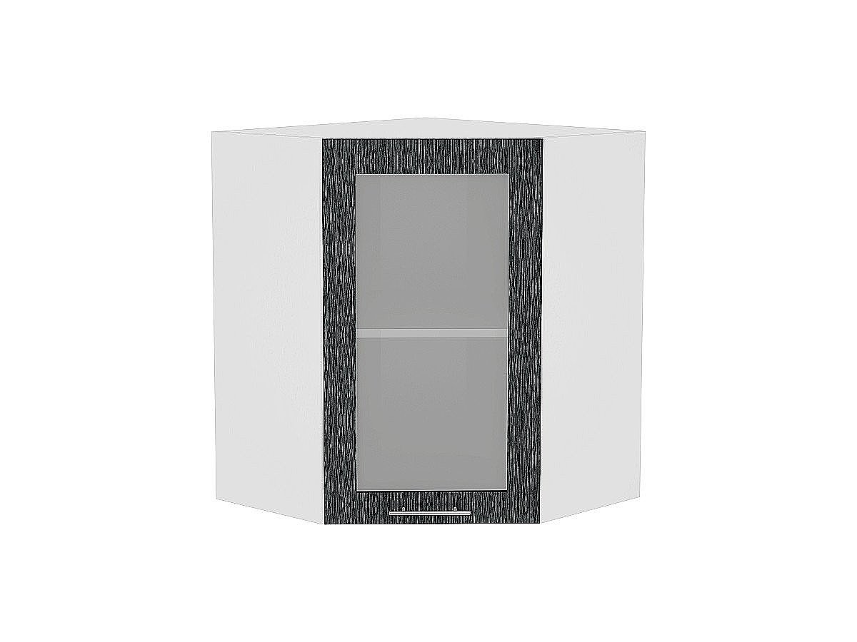 Шкаф верхний угловой остекленный Валерия-М, цвет: Черный металлик дождь Шкаф верхний угловой остекленный Валерия-М, цвет: Черный металлик дождь