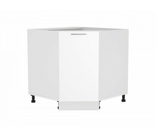 Шкаф нижний угловой (трапеция) Валерия-М, цвет: Белый глянец