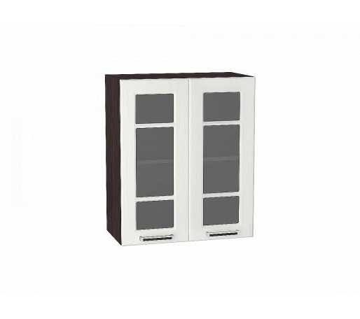 Шкаф верхний с 2-мя остекленными дверцами Прага, цвет: Белое дерево