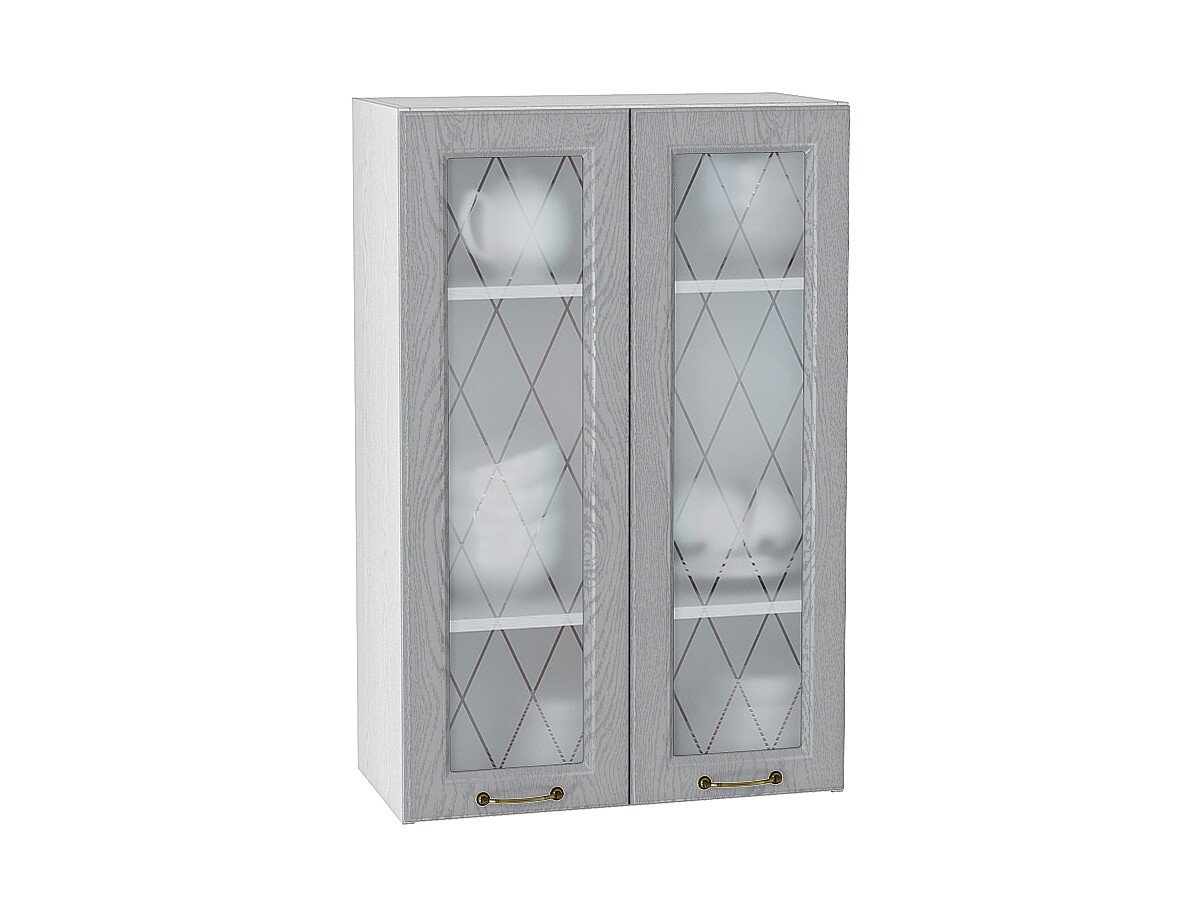 Шкаф верхний с 2-мя остекленными дверцами Ницца, цвет: Дуб серый Шкаф верхний с 2-мя остекленными дверцами Ницца, цвет: Дуб серый